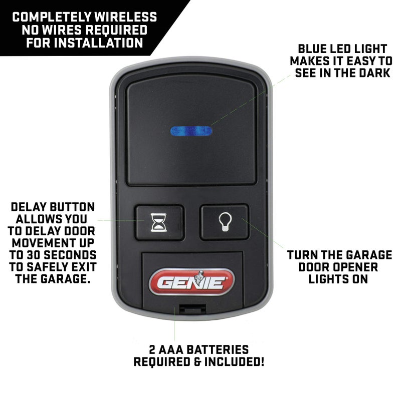 Genie Intellicode Garage Door Opener Wireless Wall Console for use with Genie Openers Made after 2013 - Model GWWC-R,Black - Image 2